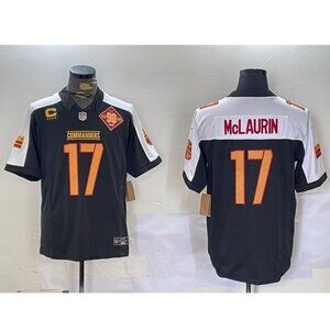 17 Terry McLaurin Black White 90th Anniversary C Patch Stitched Jersey